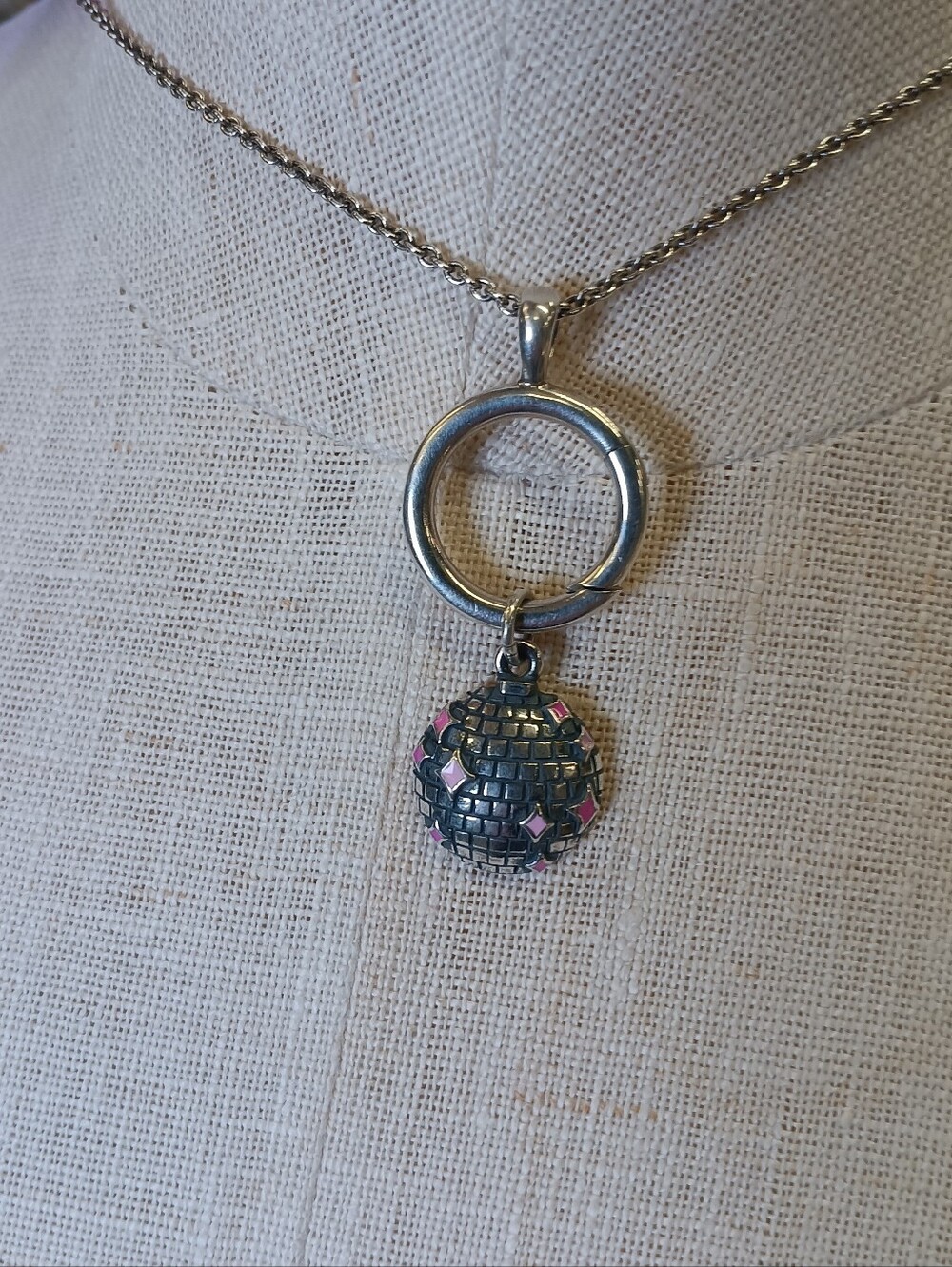James Avery Silver Disco Ball Charm with Pink Enamel Stars New Limited - Picture 9 of 12